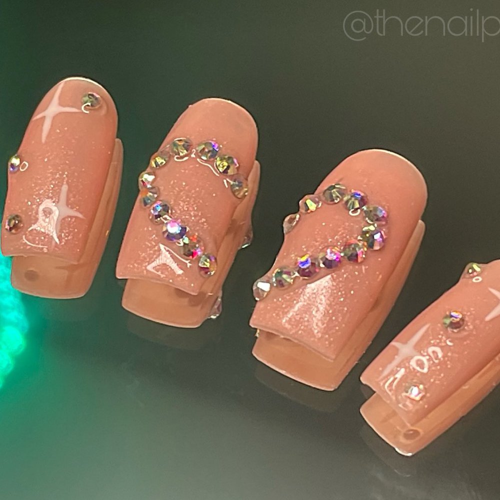 Bling Heart Set | The Nail Plug MI Luxury Press On Nail Set | @thenailplugmi